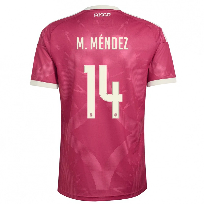 Danxen Donna Maglia María Méndez #14 Rosso Viola Pallido Bianco Kit Gara Third 2026/27 Maglietta