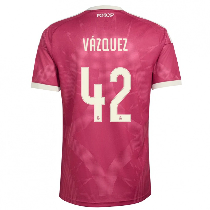 Danxen Donna Maglia Erik Vázquez #42 Rosso Viola Pallido Bianco Kit Gara Third 2026/27 Maglietta