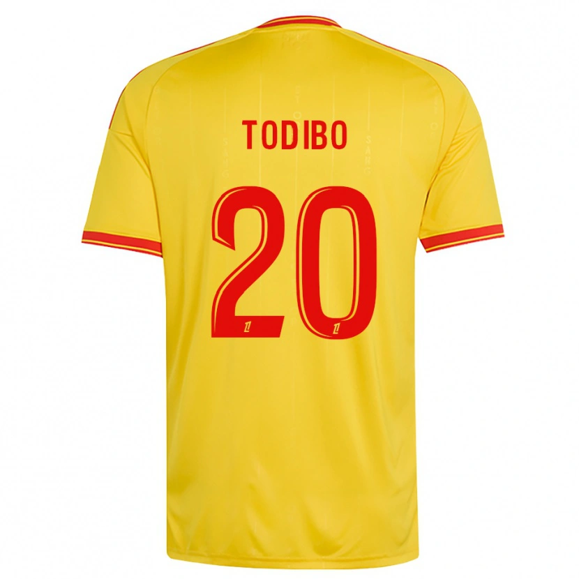 Danxen Bambino Maglia Jean-Clair Todibo #20 Oro Arancio Rosso Kit Gara Home 2026/27 Maglietta