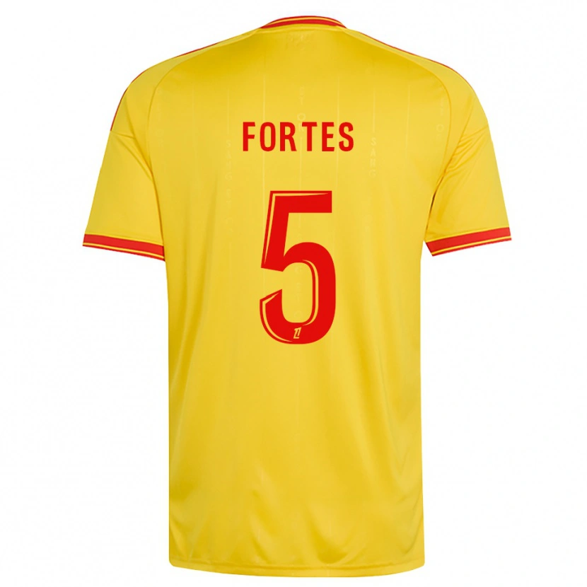 Danxen Bambino Maglia Steven Fortes #5 Oro Arancio Rosso Kit Gara Home 2026/27 Maglietta