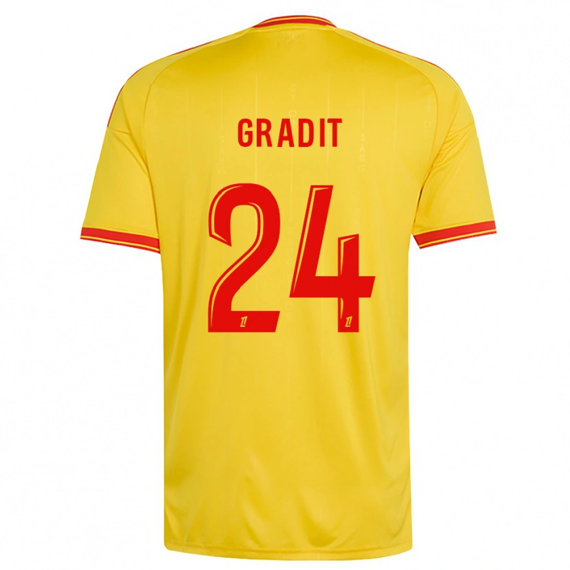 Danxen Bambino Maglia Jonathan Gradit #24 Oro Arancio Rosso Kit Gara Home 2026/27 Maglietta
