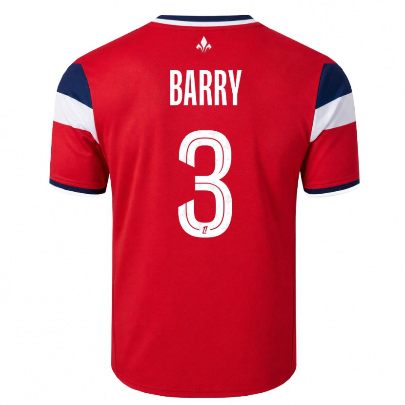 Danxen Bambino Maglia Léo Barry #3 Rosso Bianco Blu Reale Kit Gara Home 2026/27 Maglietta