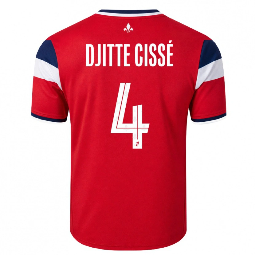 Danxen Bambino Maglia Babacar Djitte Cissé #4 Rosso Bianco Blu Reale Kit Gara Home 2026/27 Maglietta