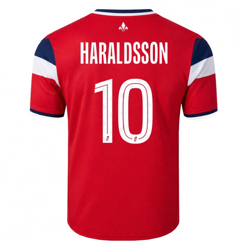 Danxen Bambino Maglia Hákon Arnar Haraldsson #10 Rosso Bianco Blu Reale Kit Gara Home 2026/27 Maglietta