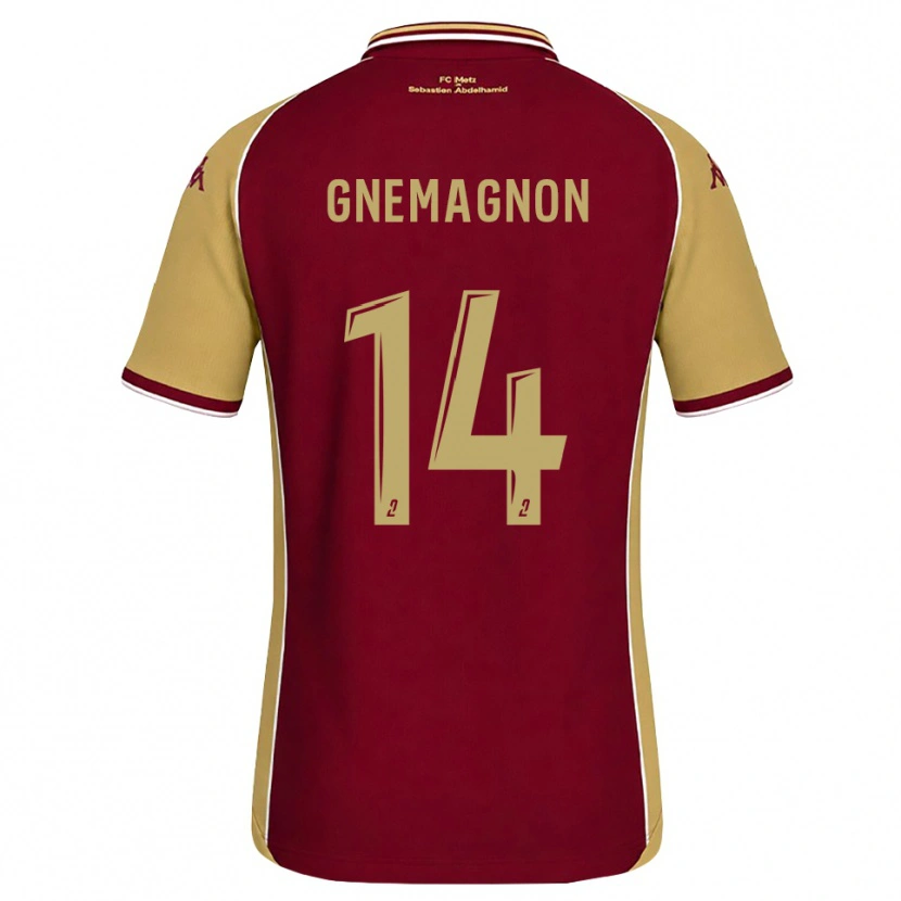 Danxen Bambino Maglia Mahi Gnemagnon #14 Goldenrod Rosso Scuro Kit Gara Home 2026/27 Maglietta