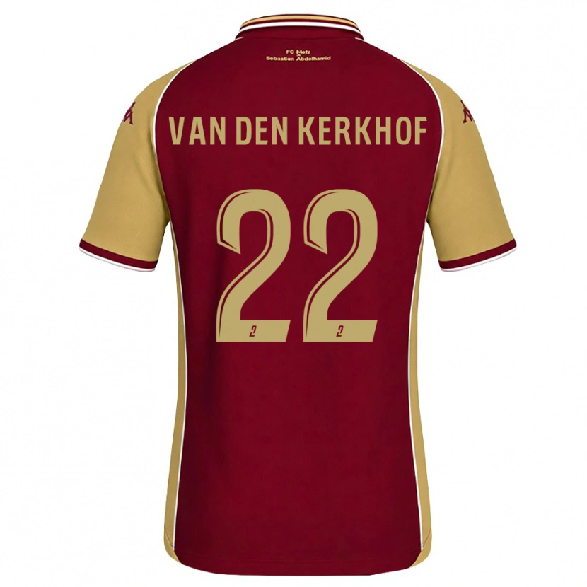 Danxen Bambino Maglia Kevin Van Den Kerkhof #22 Goldenrod Rosso Scuro Kit Gara Home 2026/27 Maglietta