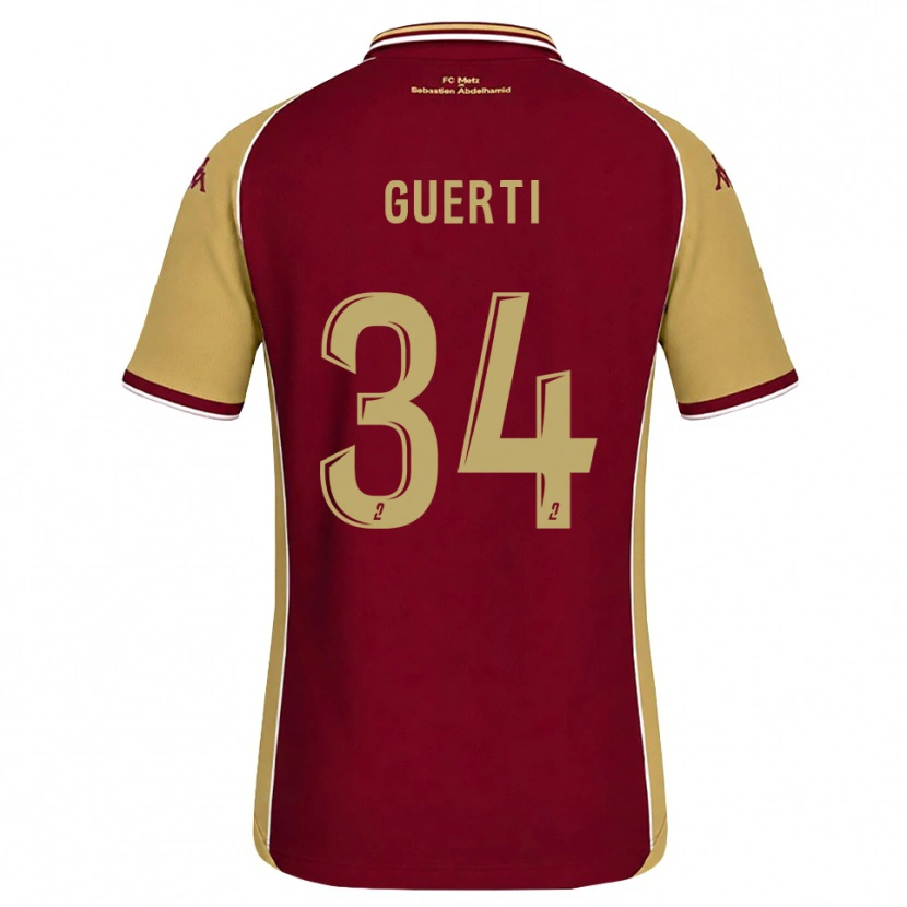 Danxen Bambino Maglia Ismaël Guerti #34 Goldenrod Rosso Scuro Kit Gara Home 2026/27 Maglietta