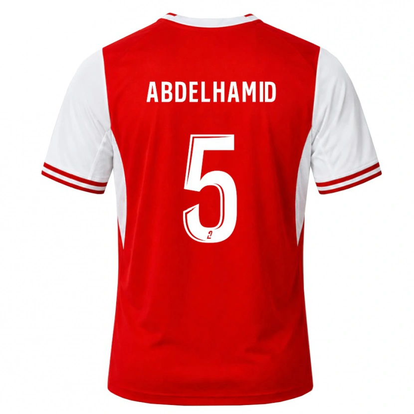 Danxen Bambino Maglia Yunis Abdelhamid #5 Rosso Bianco Kit Gara Home 2026/27 Maglietta