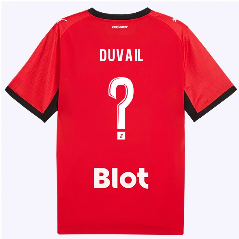 Danxen Bambino Maglia Jules Duvail #0 Rosso Nero Bianco Kit Gara Home 2026/27 Maglietta