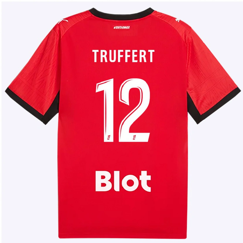 Danxen Bambino Maglia Florian Truffert #12 Rosso Nero Bianco Kit Gara Home 2026/27 Maglietta