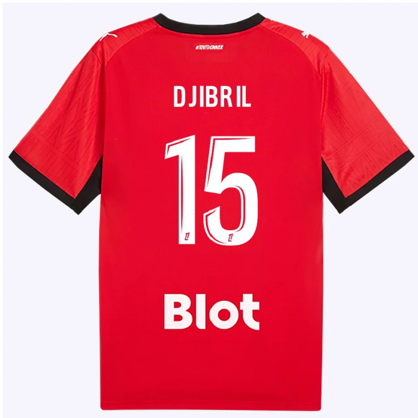 Danxen Bambino Maglia Djibril Diallo #15 Rosso Nero Bianco Kit Gara Home 2026/27 Maglietta