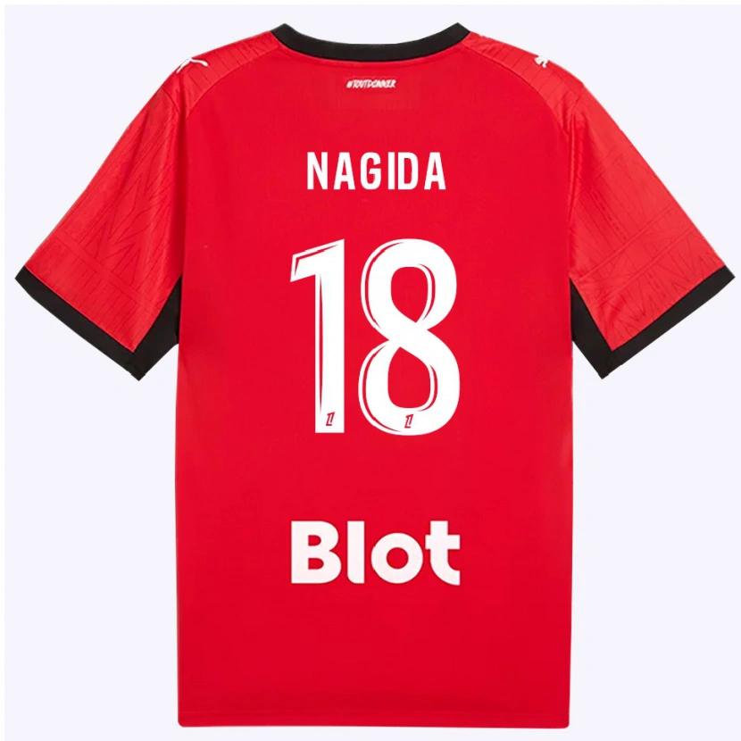 Danxen Bambino Maglia Mahamadou Nagida #18 Rosso Nero Bianco Kit Gara Home 2026/27 Maglietta