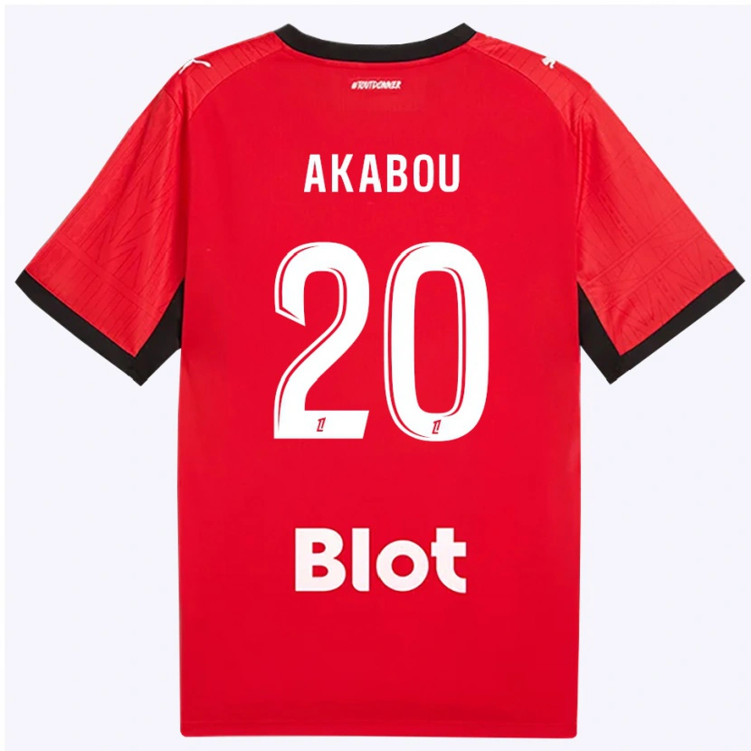 Danxen Bambino Maglia Ayoub Akabou #20 Rosso Nero Bianco Kit Gara Home 2026/27 Maglietta