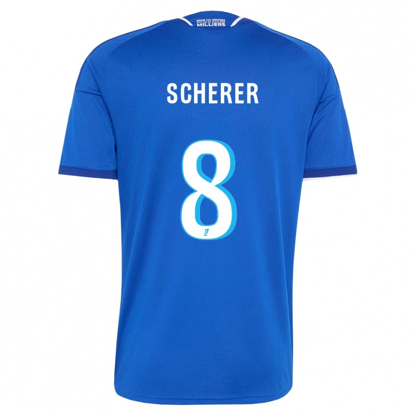 Danxen Bambino Maglia Louis Scherer #8 Blu Reale Bianco Kit Gara Home 2026/27 Maglietta