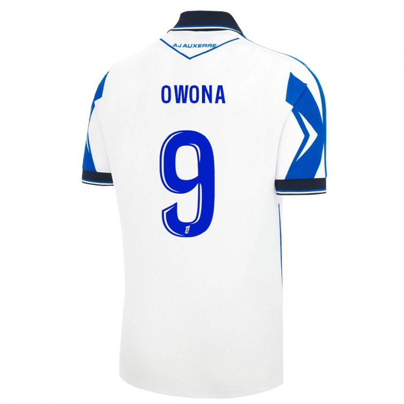 Danxen Bambino Maglia Elijah Owona #9 Nero Bianco Blu Kit Gara Home 2026/27 Maglietta