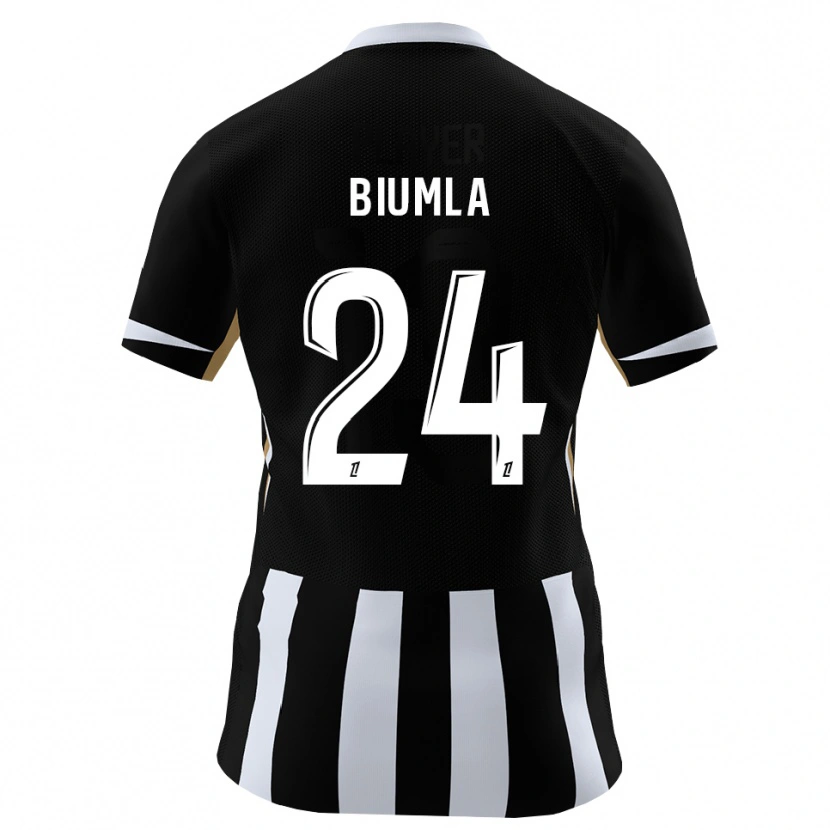 Danxen Bambino Maglia Emmanuel Biumla #24 Nero Blu Kit Gara Home 2026/27 Maglietta