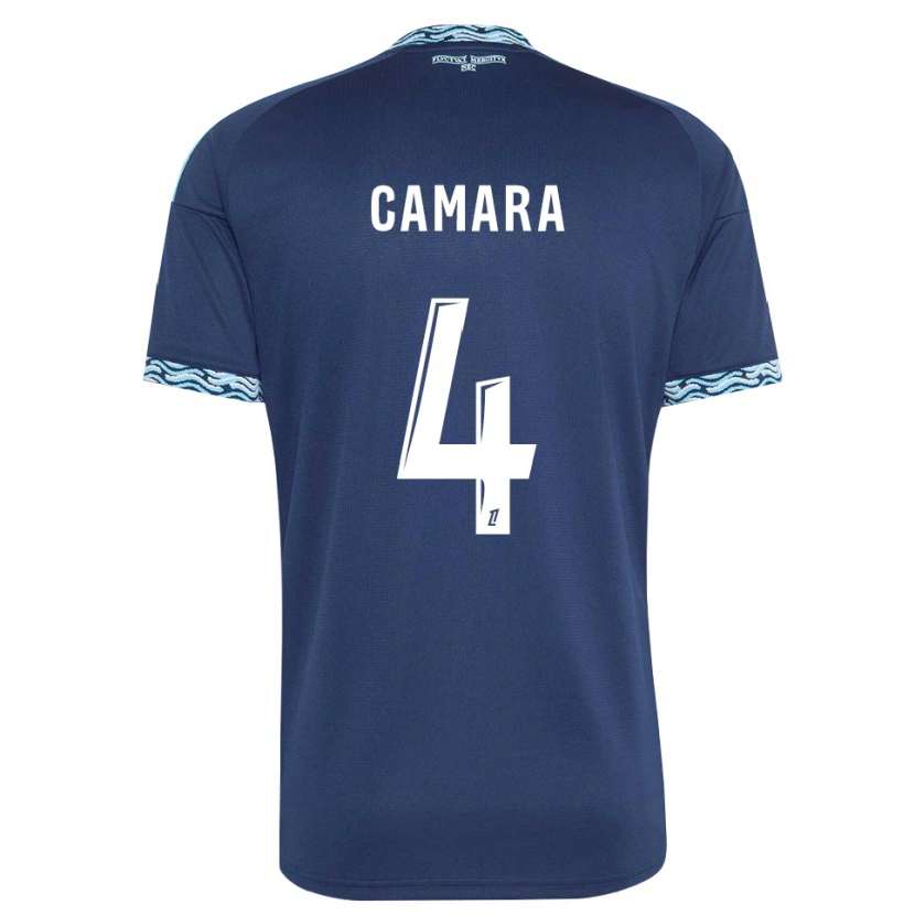 Danxen Bambino Maglia Alseny Camara #4 Blu Acciaio Bianco Kit Gara Home 2026/27 Maglietta
