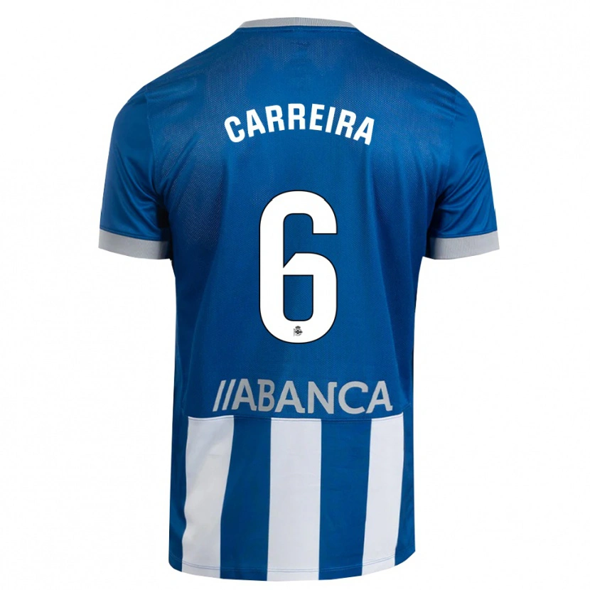 Danxen Bambino Maglia David Carreira #6 Blu Grigio Bianco Kit Gara Home 2026/27 Maglietta