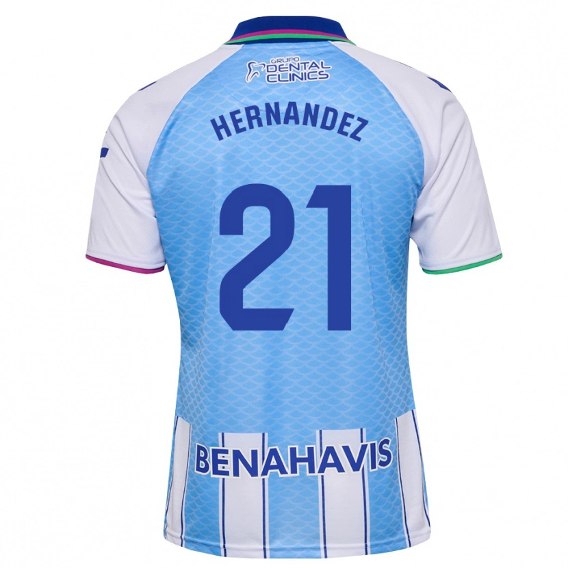 Danxen Bambino Maglia Juan Hernández #21 Blu Cielo Profondo Bianco Kit Gara Home 2026/27 Maglietta