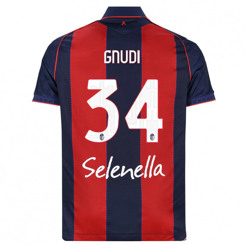 Danxen Bambino Maglia Riccardo Gnudi #34 Blu Reale Rosso Bianco Kit Gara Home 2026/27 Maglietta