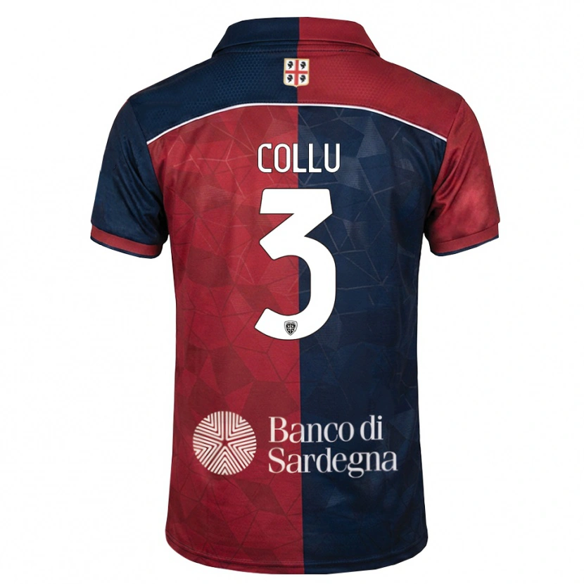 Danxen Bambino Maglia Davide Collu #3 Borgogna Blu Reale Kit Gara Home 2026/27 Maglietta