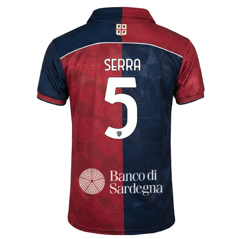 Danxen Bambino Maglia Davide Serra #5 Borgogna Blu Reale Kit Gara Home 2026/27 Maglietta