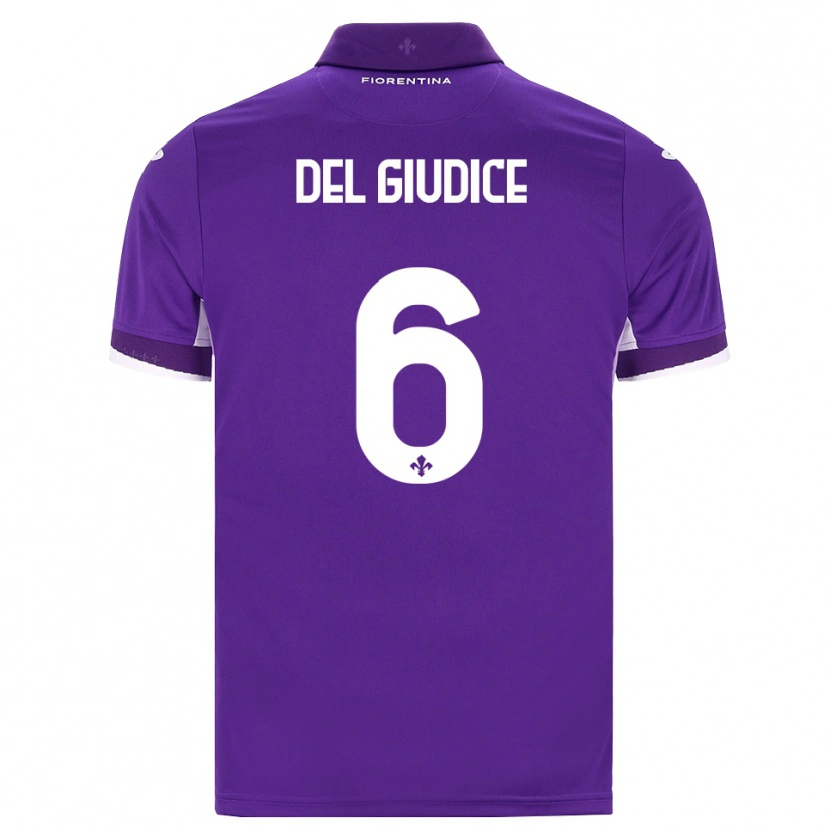 Danxen Bambino Maglia Nicolas Del Giudice #6 Viola Bianco Rosa Kit Gara Home 2026/27 Maglietta