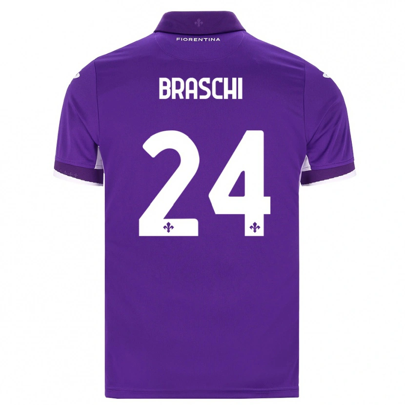 Danxen Bambino Maglia Riccardo Braschi #24 Viola Bianco Rosa Kit Gara Home 2026/27 Maglietta