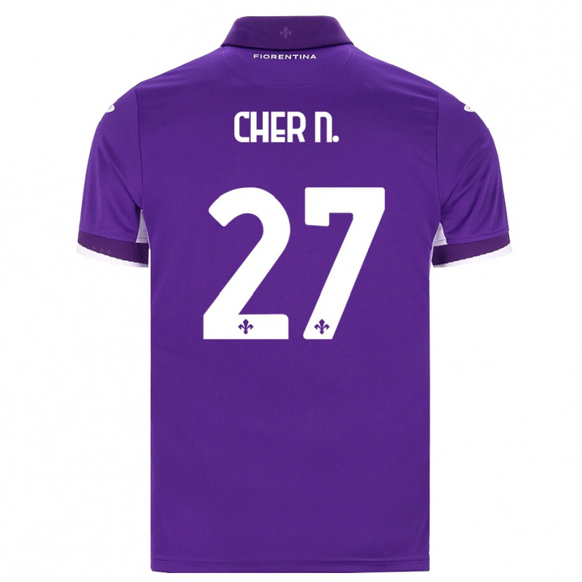 Danxen Bambino Maglia Cher Ndour #27 Viola Bianco Rosa Kit Gara Home 2026/27 Maglietta