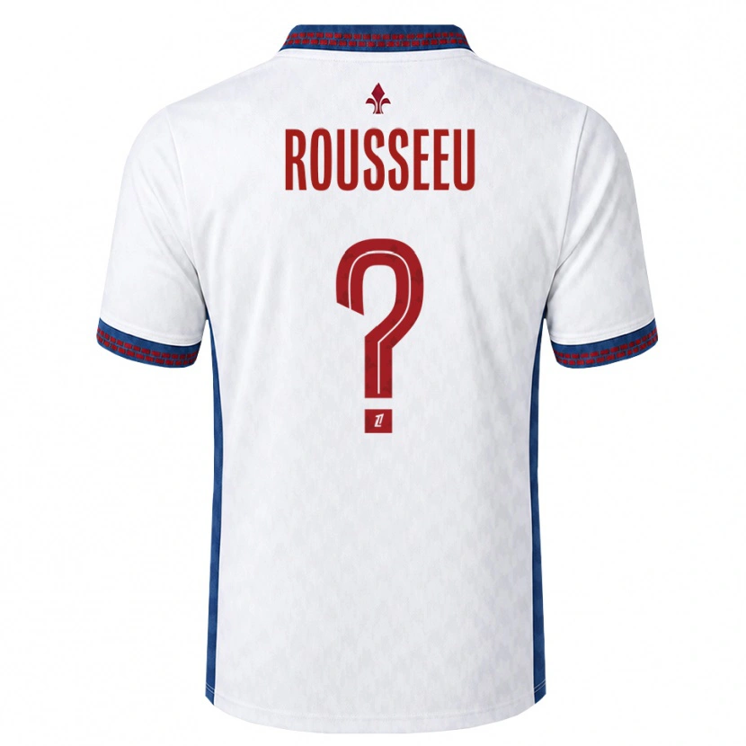 Danxen Bambino Maglia Justine Rousseeu #0 Rosso Bianco Blu Kit Gara Away 2026/27 Maglietta