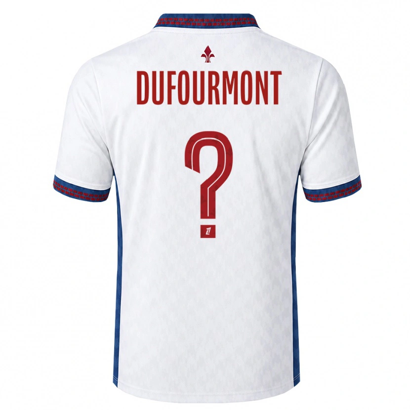 Danxen Bambino Maglia Eléa Dufourmont #0 Rosso Bianco Blu Kit Gara Away 2026/27 Maglietta