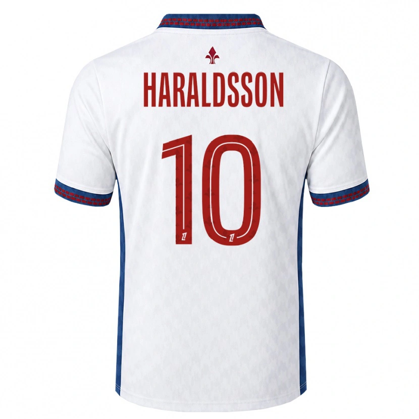 Danxen Bambino Maglia Hákon Arnar Haraldsson #10 Rosso Bianco Blu Kit Gara Away 2026/27 Maglietta