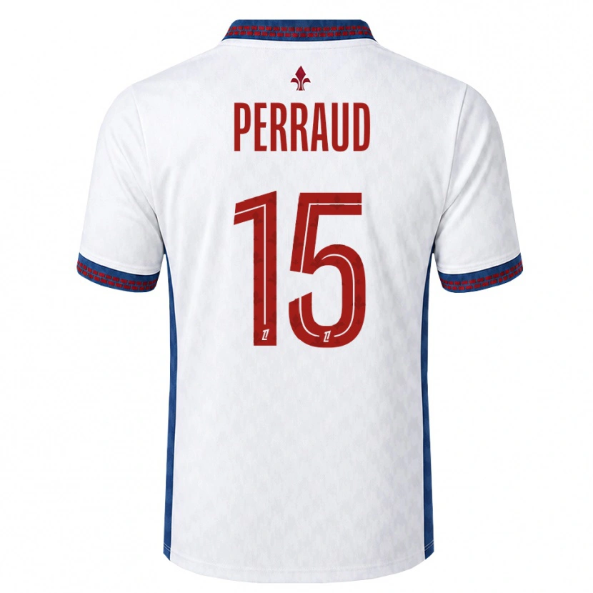 Danxen Bambino Maglia Romain Perraud #15 Rosso Bianco Blu Kit Gara Away 2026/27 Maglietta