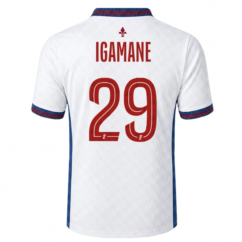 Danxen Bambino Maglia Hamza Igamane #29 Rosso Bianco Blu Kit Gara Away 2026/27 Maglietta