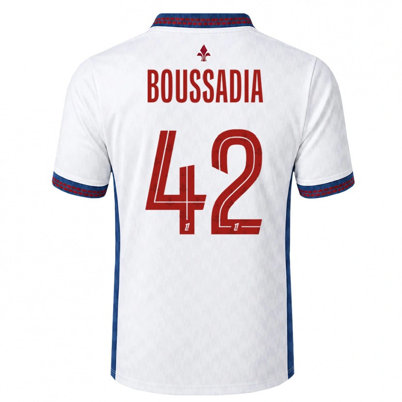 Danxen Bambino Maglia Saad Boussadia #42 Rosso Bianco Blu Kit Gara Away 2026/27 Maglietta