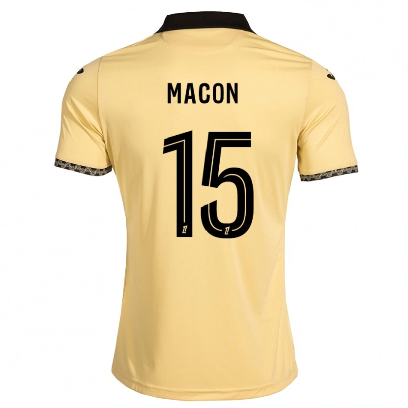 Danxen Bambino Maglia Baptiste Macon #15 Bianco Avorio Nero Kit Gara Away 2026/27 Maglietta