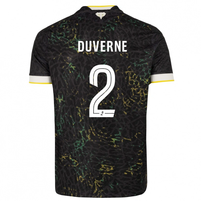 Danxen Bambino Maglia Jean-Kévin Duverne #2 Nero Bianco Giallo Kit Gara Away 2026/27 Maglietta