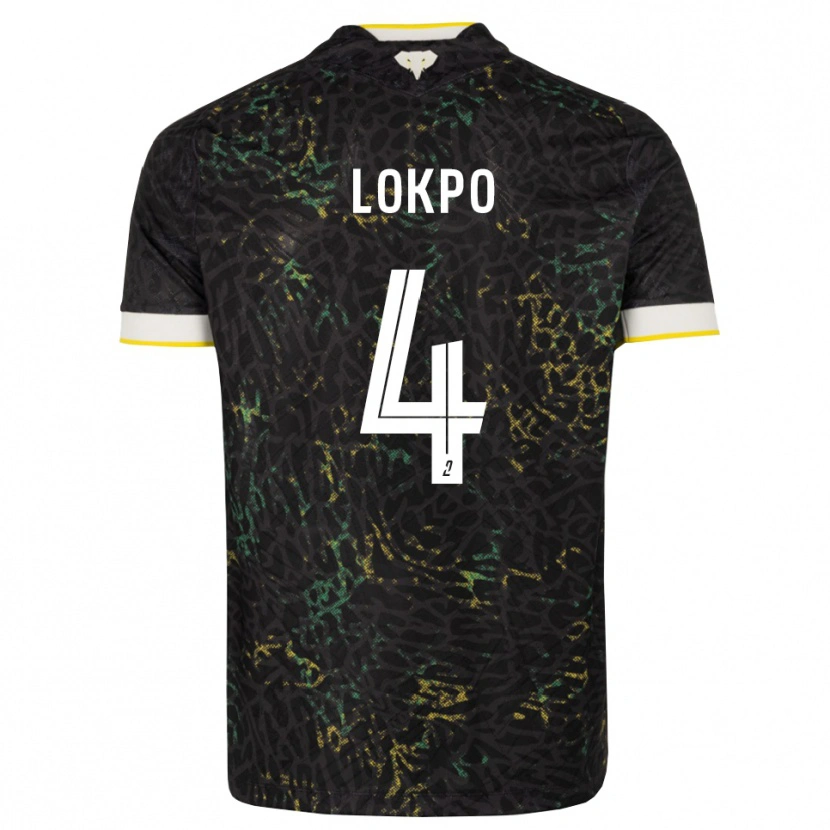 Danxen Bambino Maglia Romaric Lokpo #4 Nero Bianco Giallo Kit Gara Away 2026/27 Maglietta