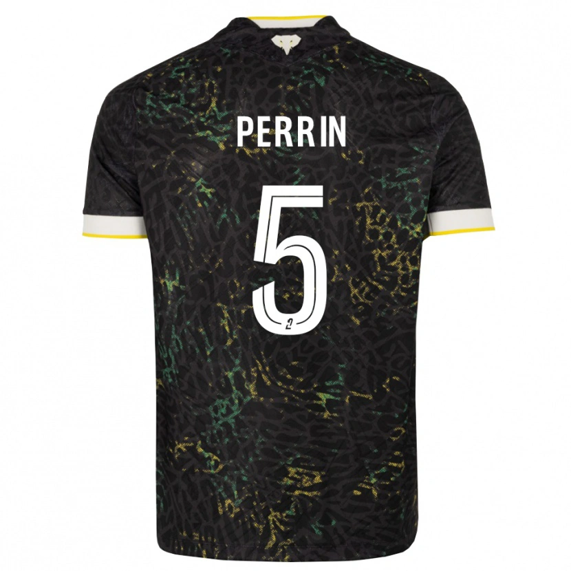 Danxen Bambino Maglia Lucas Perrin #5 Nero Bianco Giallo Kit Gara Away 2026/27 Maglietta