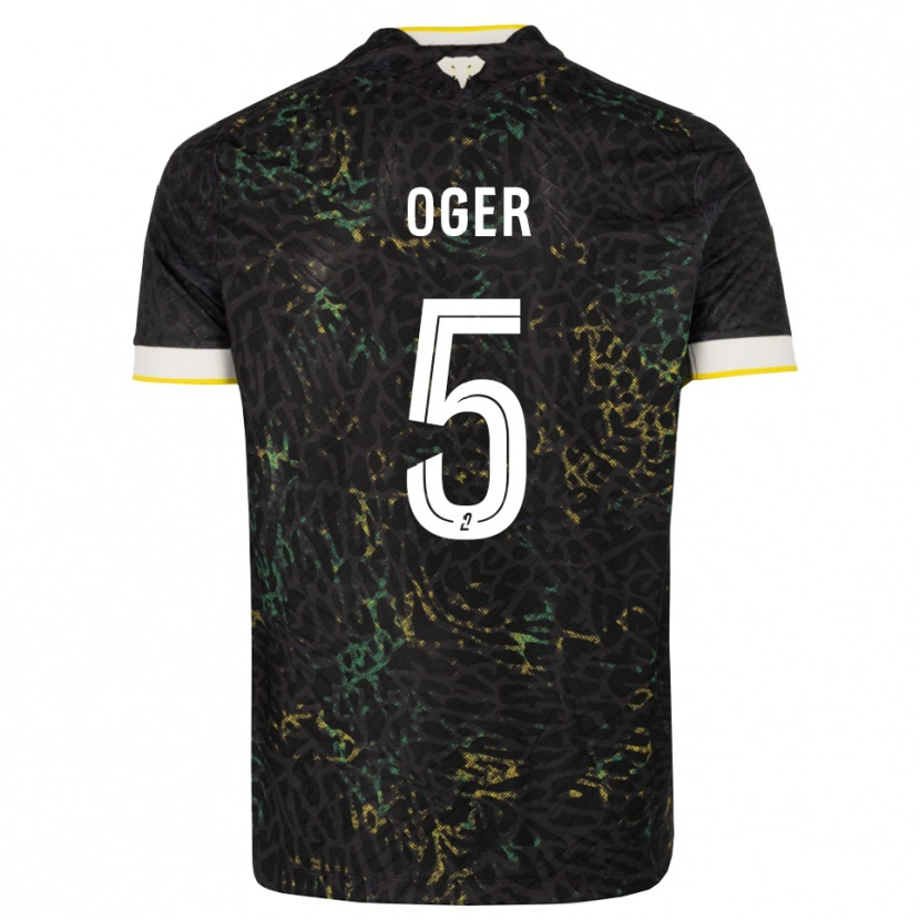 Danxen Bambino Maglia Mathis Oger #5 Nero Bianco Giallo Kit Gara Away 2026/27 Maglietta