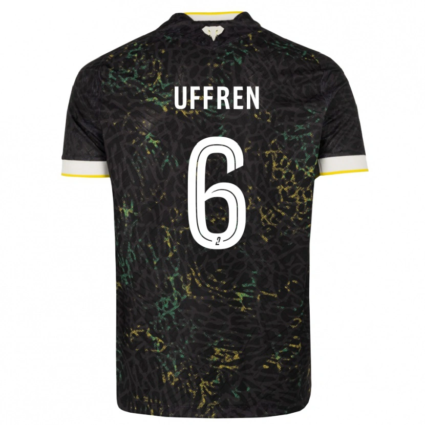 Danxen Bambino Maglia Manon Uffren #6 Nero Bianco Giallo Kit Gara Away 2026/27 Maglietta