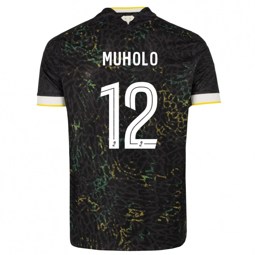 Danxen Bambino Maglia Ernest Muholo #12 Nero Bianco Giallo Kit Gara Away 2026/27 Maglietta