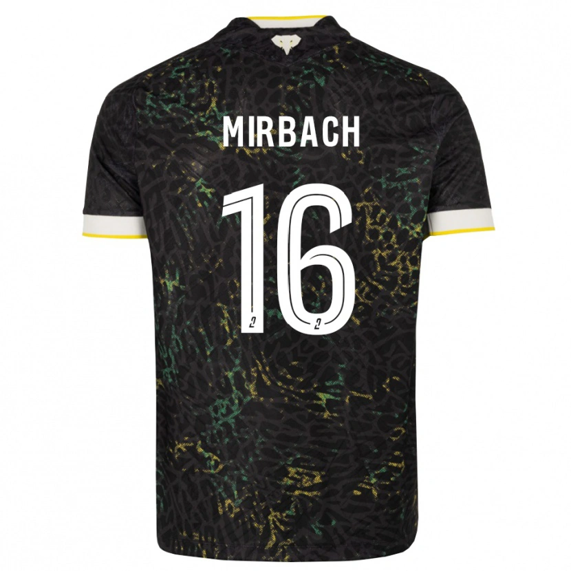 Danxen Bambino Maglia Alexis Mirbach #16 Nero Bianco Giallo Kit Gara Away 2026/27 Maglietta