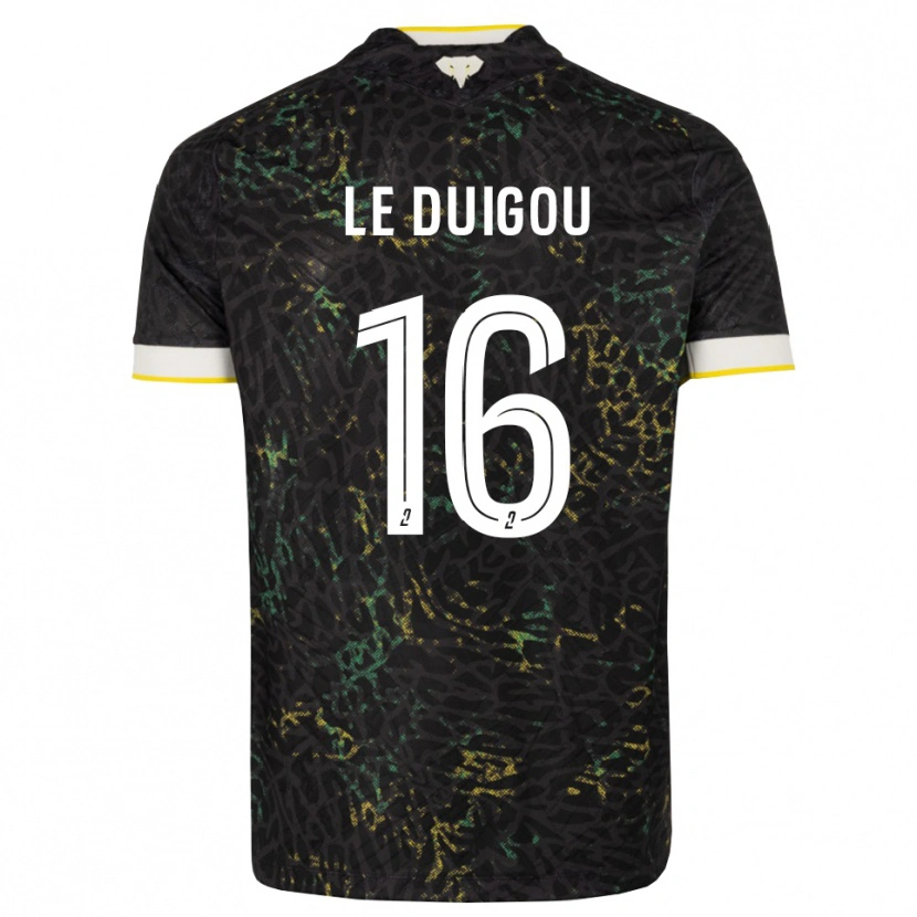 Danxen Bambino Maglia Daniel Le Duigou #16 Nero Bianco Giallo Kit Gara Away 2026/27 Maglietta