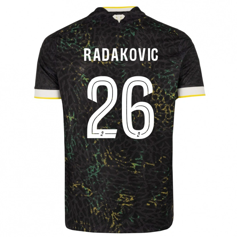 Danxen Bambino Maglia Uros Radakovic #26 Nero Bianco Giallo Kit Gara Away 2026/27 Maglietta