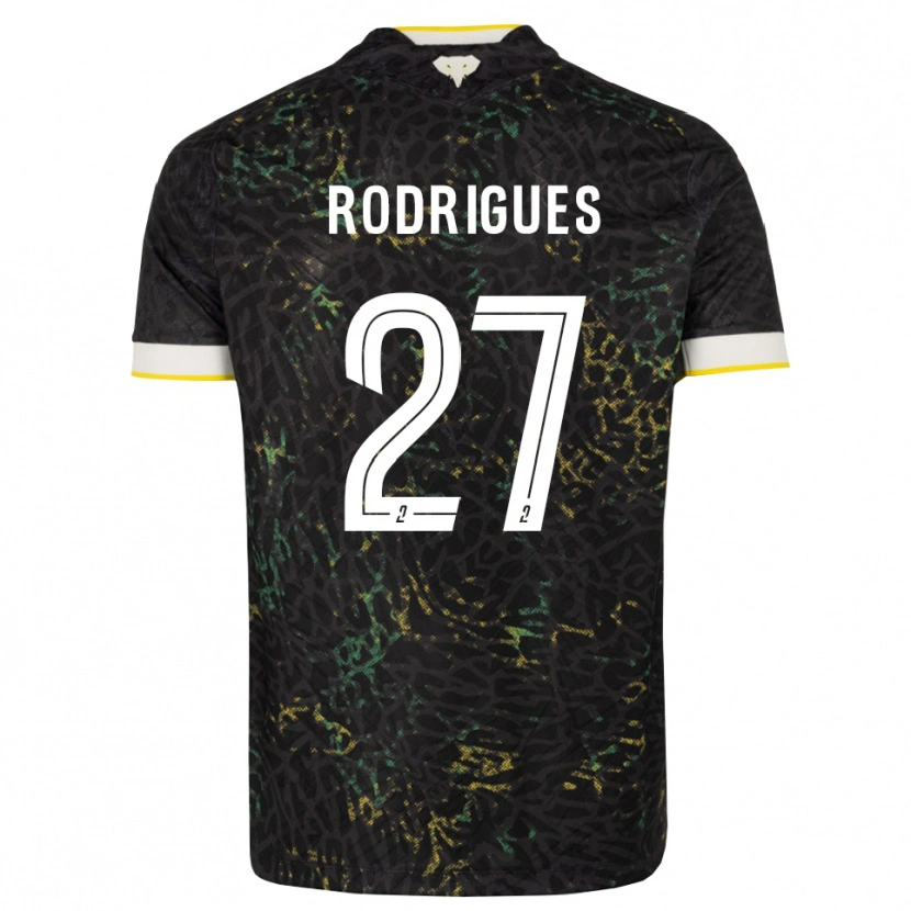 Danxen Bambino Maglia Nelly Rodrigues #27 Nero Bianco Giallo Kit Gara Away 2026/27 Maglietta