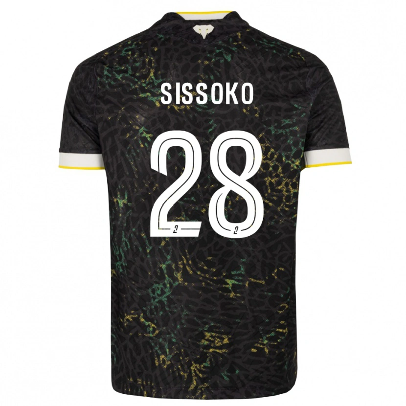 Danxen Bambino Maglia Ibrahima Sissoko #28 Nero Bianco Giallo Kit Gara Away 2026/27 Maglietta