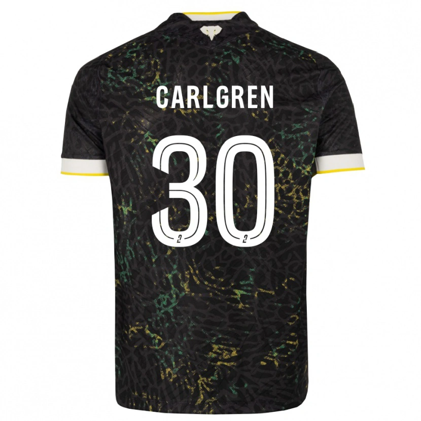 Danxen Bambino Maglia Patrik Carlgren #30 Nero Bianco Giallo Kit Gara Away 2026/27 Maglietta