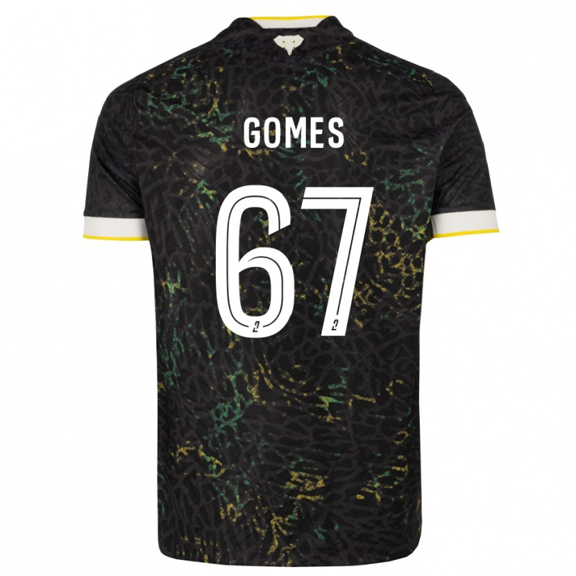 Danxen Bambino Maglia Malang Gomes #67 Nero Bianco Giallo Kit Gara Away 2026/27 Maglietta