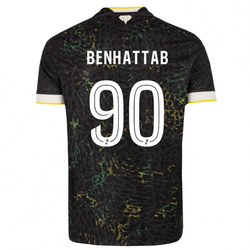 Danxen Bambino Maglia Yassine Benhattab #90 Nero Bianco Giallo Kit Gara Away 2026/27 Maglietta